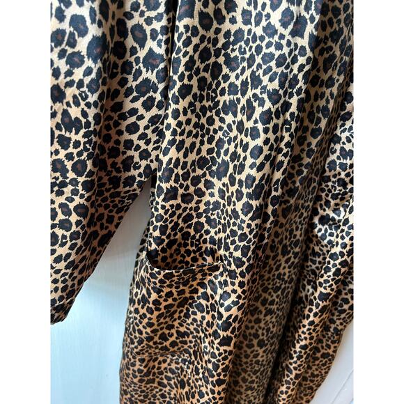 Bloomingdale's leopard print robe one size long kimono style belted silky - Picture 9 of 16
